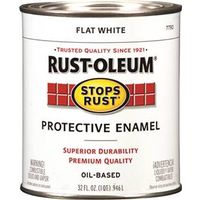 Rust-Oleum Stops Rust Enamel Paint, Oil, Flat, White, 1 Qt Can, 50 to 110 Sq-Ft Coverage Area