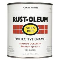 Rust-Oleum Stops Rust Enamel Paint, Oil, Gloss, White, 1 Qt, 50 to 90 sq-ft/qt Coverage Area