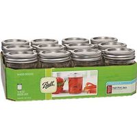 Ball 60000 Mason Jar, Regular Mouth, 8 oz, Clear, 12 Pack
