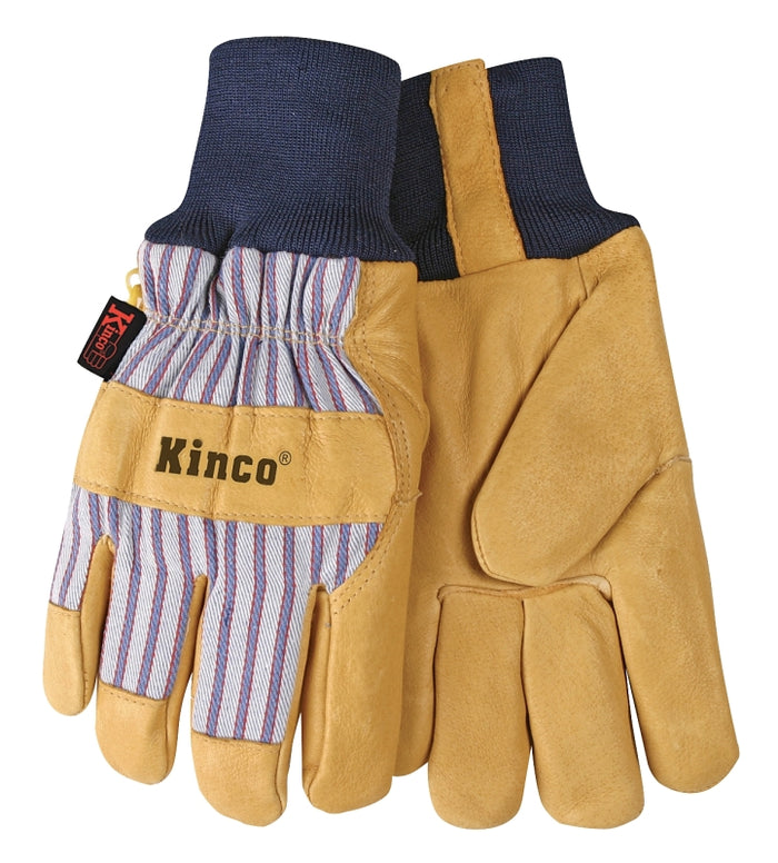 Heatkeep Protective Gloves, Men's, M, Wing Thumb, Knit Wrist Cuff, Blue/Tan (1927KW-M)