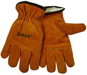 Kinco Driver Gloves, Men's XL, Keystone Thumb, Easy-On Cuff, Cowhide Leather, Gold (51PL-XL)