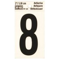 Hy-Ko Reflective Sign, 8" Black Character on Silver Background, Vinyl (RV-25/8)