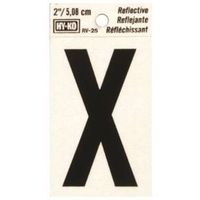 Hy-Ko Reflective Vinyl Letter "X", 1.5 in W x 3 in H, Black Character (RV-25/X)