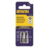 Irwin Impact Power Bit, PH3 Drive, 1/4" Hex Shank, 1" Length, Steel (IWAF31PH32)