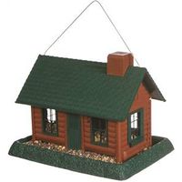 North States 9063 Hopper Bird Feeder, Log Cabin, 8 lb, Green, 11 in H, Hanging/Pole Mounting