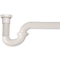 Plumb Pak PP812-40 P-Trap, 1-1/2 x 1-1/2, 1-1/2 x 1-1/4 in, Plastic, White P-Trap Flex & Fix