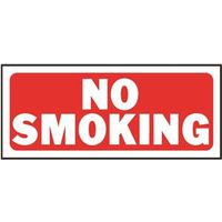 Hy-Ko No Smoking Fence Sign, Rectangular, White Legend on Red Background, 14" W x 6" H