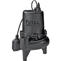 Flotec Professional Series Sewage Pump, 1-Phase, 0.75 HP, 115V, 9A, 2" Outlet, 24 ft Max Head, 170 GPM