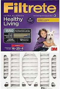 Filtrete Electrostatic Air Filter, 4" Thick, 25" L x 16" W, MERV 12, 1550 MPR, 4 Pack