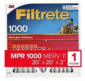 Filtrete Allergen Defense Air Filter, 20" x 20", MERV 11, 1000 MPR, Polypropylene Frame