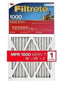 Filtrete Allergen Defense Air Filter, 25" L x 16" W, MERV 11, 1000 MPR, Polypropylene Frame