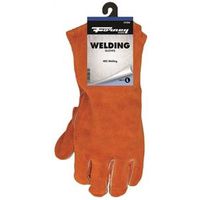 ForneyHide Men's Welding Gloves, Large, Gauntlet Cuff, Leather Palm, Orange, Wing Thumb