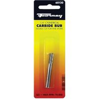 Forney 60120 Burr, 1/4 in Dia Cutting, 1/4 in Shank, Cylinder Shank, Tungsten Carbide Edge