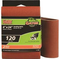 Gator Sanding Belt, 24" L x 4" W, 120 Grit, Fine, Aluminum Oxide Abrasive