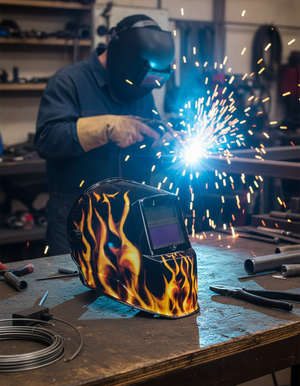 Forney Scorch Series 55859 ADF Welding Helmet with 5-Point Ratchet Harness Headgear, UV/IR Lens