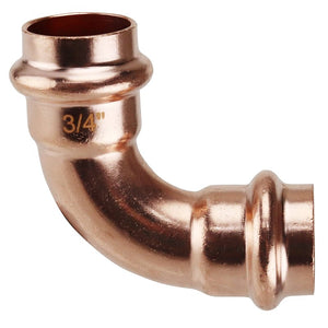 Apollo Elbow, 3/4 in, Press Fit, 90 Deg Angle, Copper, 300 Psi Pressure (XPRE3415JR)