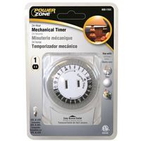 PowerZone TNI24111 Electromechanical Timer, 15 A, 125 V, 1-Outlet, 24 Hr Time Setting