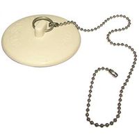 Plumb Pak Rubber Tub Stopper with Chain, White, for 1.5 to 2-inch Drains