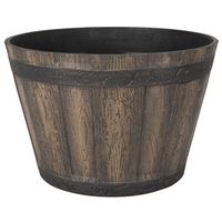 Landscapers Select PT-S056 Barrel Planter, 14-3/4 in Dia, 10 in H, Resin, Weathered Oak