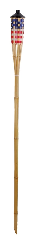 Seasonal Trends Y2570 Stars and Stripes Torch, 3.54 in H, Bamboo/Fiberglass/Metal, Red/White/Blue, Natural Bamboo Finish