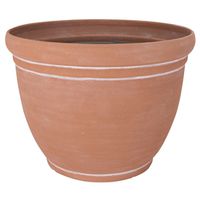 Landscapers Select PT-S060 Planter, 18 in Dia, 13-3/4 in H, Round, Resin, Terra Cotta