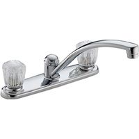 Delta Classic Series Kitchen Faucet, 1.8 GPM, Brass, Chrome Plated, Deck, Knob Handle, Swivel Spout