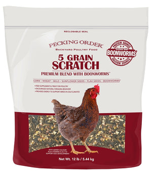 Pecking Order Five-Grain Scratch with Boonworms, 12 lb Bag
