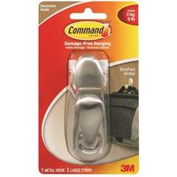 Command Forever Classic Series FC13-BN Decorative Hook, 5 lb, 1 -Hook, Metal, Brushed Nickel