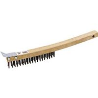 ProSource WB01319S Wire Brush with Scraper, 5-7/8 in L Brush, 5/8 in W Brush, Metallic Bristle, 1-1/2 in L Trim
