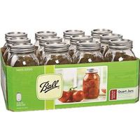 Ball Mason Jar, Regular Mouth, 1 Quart, Glass, 6.9 in Height
