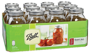 Ball Mason Jar Regular Mouth 1 qt Glass 6.9 in H 12PK (62000)
