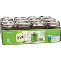 Ball 66000 Mason Jar, 1 Pt Capacity, Glass/Tinplate Steel, 12 Pack