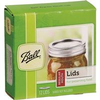 Ball Canning Jar Lid, 2.4 oz Capacity, Steel, Silver Cap/Lid, 12PK Dome Can Lid