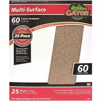 Gator 3266 Sanding Sheet, 11 in L x 9 in W, Coarse, 60 Grit, Aluminum Oxide, 25CT