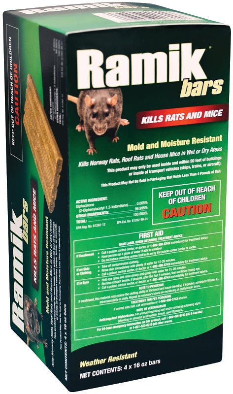 Ramik 116334 Bar Bait Solid 16 oz Box Ramik 4LB Rat Poison Bar