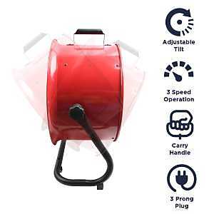 MaxxAir HVFF16T Red Floor Fan, 120V, 3-Speed, 1350 RPM, 1600 CFM, Black/Red