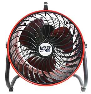 MaxxAir HVFF16T Red Floor Fan, 120V, 3-Speed, 1350 RPM, 1600 CFM, Black/Red