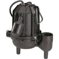 Wayne Sewage Pump, 1-Phase, 15A, 120V, 0.5 HP, 2" Outlet, 15 ft Max Head, 10,000 GPH, Iron