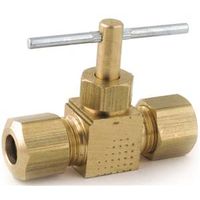 Anderson Metals 1/4" Compression Straight Needle Shut-Off Valve, Brass Body