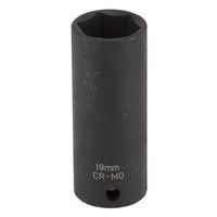 Vulcan MT6580149 Deep Impact Socket, 19 mm Socket, 3/8 in Drive, Deep Drive, 6-Point, Chrome Molybdenum Steel
