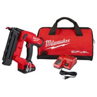 Milwaukee 2746-21CT Brad Nailer Kit, 18V, 2Ah, 110 Magazine, Glue Collation, 18 Ga Nail