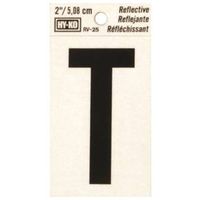 Hy-Ko Reflective Letter T, 1.5 in W x 3 in H, Black Vinyl (RV-25/T)