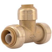 SharkBite 1/2 x 3/8 in Push-Fit Pipe Tee, DZR Brass, 200 PSI Pressure (U363LFA)