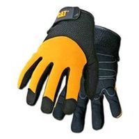Cat CAT012215J Utility Gloves, Jumbo, Synthetic Leather, Black/Yellow, Wrist Strap Cuff