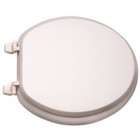 ProSource T-17WM-3L Round Toilet Seat, MDF Molded Fiberboard, White, Plastic Hinge