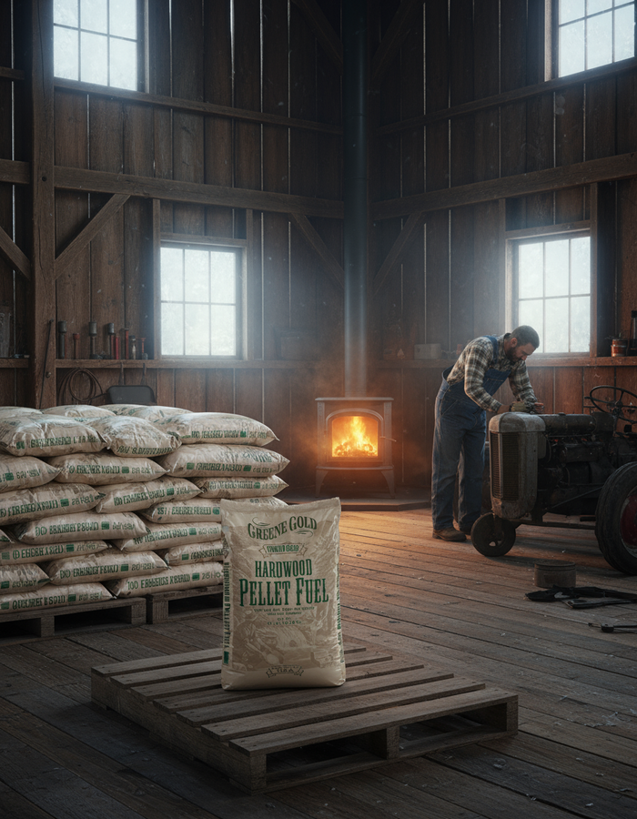 1 Ton Pallet (50 Bags) Greene Gold Hardwood Pellet Fuel (Wood Burning Pellets)