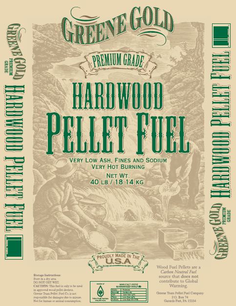 Greene Gold Hardwood Pellet Fuel (Wood Burning Pellets) - 40 lb. Bag