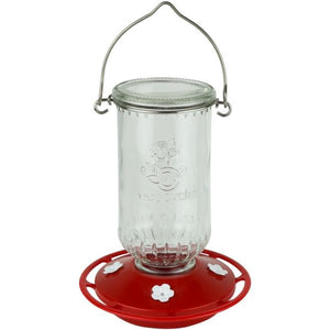 Ruby Roost Recycled Glass Hummingbird Feeder 17oz