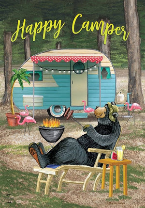 Happy Camper Bear Garden Flag
