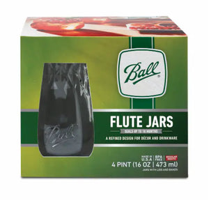 Ball Flute Canning Jar, 16 oz Capacity, Metal Glass